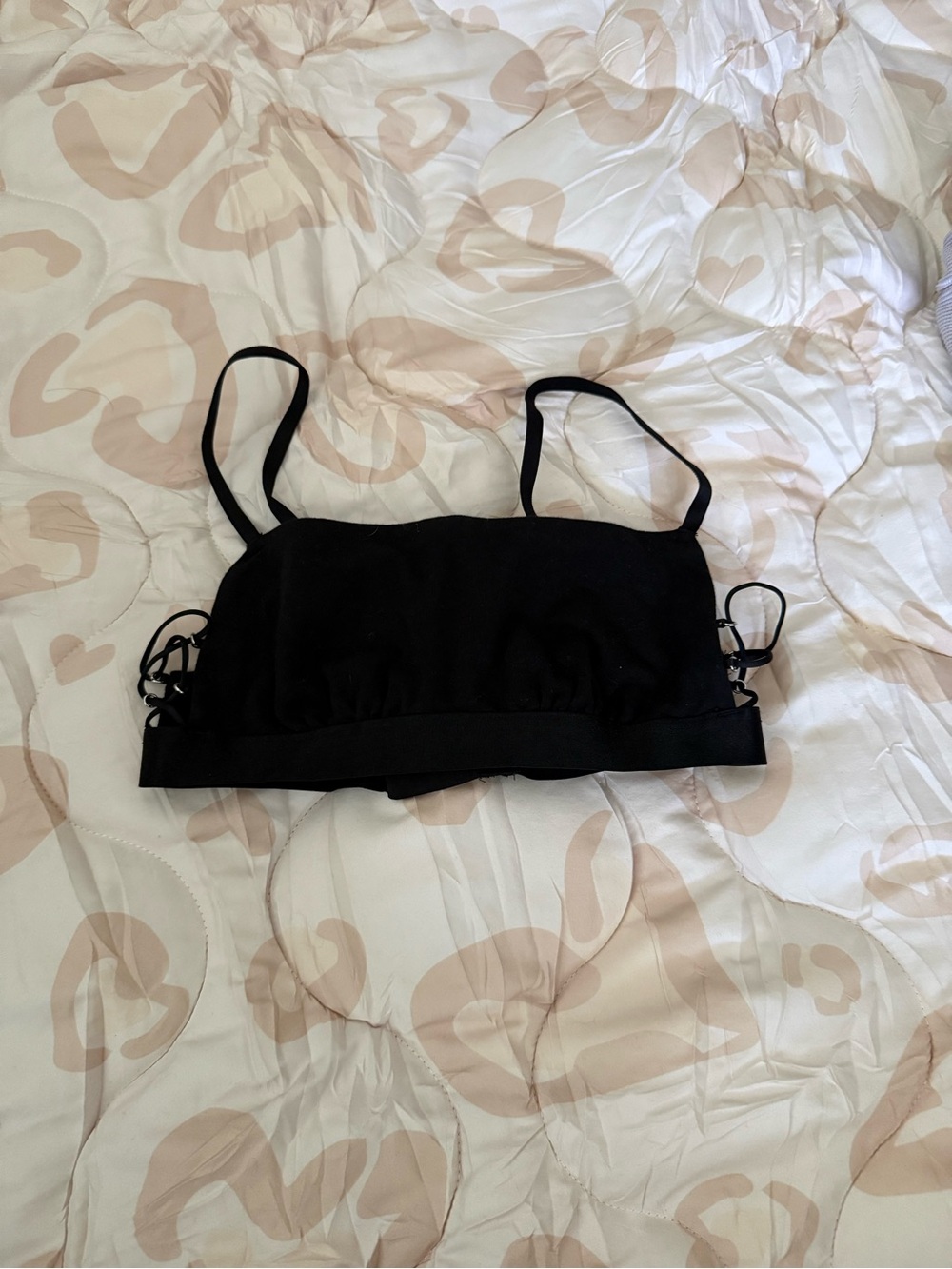 aerie Black Lace-Up Bralette